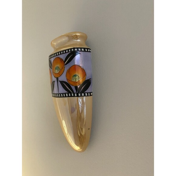Vintage 1920’s / 39’s Luster Ware Art Deco Wall Pocket Vase Japan Hand Painted - Picture 3 of 8